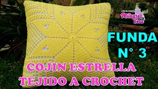 Funda N° 3 tejido a crochet para cojines y almohadas en diseño ESTRELLA paso a paso y FACIL DE TEJER [upl. by Adnak416]