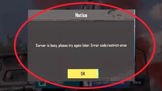 Bgmi Fix Server is busy please try again later Error code restrict area [upl. by Llirret241]