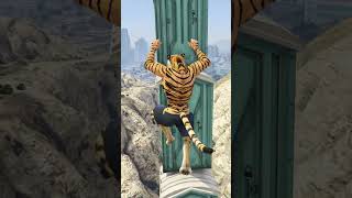 TigerMan vs Lions  GTA 5 Epic Ragdolls  JumpsFails ep10 shorts trendingshorts viral ytshorts [upl. by Atiroc]