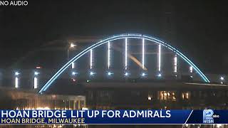 Milwaukees Hoan Bridge is lit up in blue and white tonight for the Milwaukee Admirals playoff ru… [upl. by Seel230]