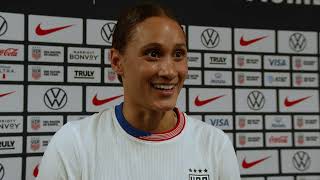 USWNT FORWARD LYNN WILLIAMS talks after beating Iceland [upl. by Madelena445]