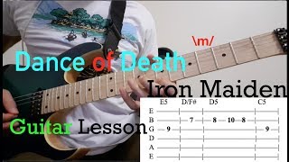 Dance of Death  Iron Maiden Guitar Lesson with ON SCREEN TABS  Intro RiffChords Tutorial  Cover [upl. by Driskill]