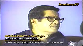 NINOY AQUINO  Rare 1978 Interview from Fort Bonifacio  Ninoy discusses hunger strike amp US bases [upl. by Camella]