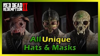 Red Dead Redemption 2  All Unique Secret Hats amp Masks 100 Complete Showcase [upl. by Nalloh]