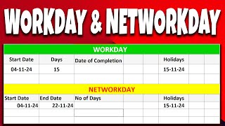 Workday And Networkday Function In Ms Excel [upl. by Clement22]