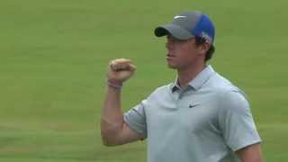 Rory McIlroy approach shot and eagle putt on 18 Rnd 3 [upl. by Oicul]