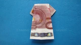 Geldschein Falten Kleid  Einfache Origami Kleidung falten mit Geld zum Geldgeschenke basteln [upl. by Sibel699]