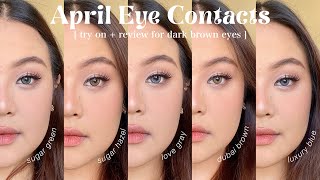 douyin contact lenses 🫶 trying out APRILEYE contacts on dark brown eyes [upl. by Marpet296]