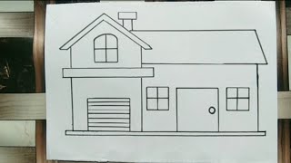 simple beautiful house easy drawing [upl. by Bartholemy959]