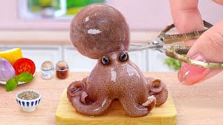 Recipe For Seafood Lover 🤗 1000 Spicy Miniature Korean Baby Octopus Stir Fried ❣️Tina Mini Cooking [upl. by Nidorf]