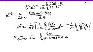 Section 55 Cauchys Integral Formula for Derivatives Proof Sketch [upl. by Wieren]