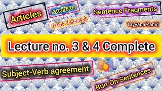 Subject Verb agreement  Article  Sentence fragments  Runon sentences  Modifiers  POS [upl. by Yerot]