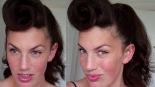 How to Rockabilly Roll hairstyle tutorial 40s 50s pinup hair  Fitfully Vintage [upl. by Barbaresi]