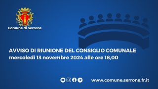 AVVISO DI RIUNIONE DEL CONSIGLIO COMUNALE 13 novembre 2024 [upl. by Choong]