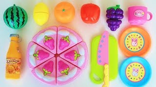 Toy Cutting Velcro Fruits Strawberry Cream Cake cooking slicing toy food [upl. by Ark]