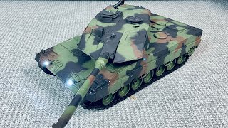 Amewi RC Panzer Leopard 2A6  Unboxing amp Test RC Panzer mit Schuss Rauch und Sound [upl. by Agnizn]