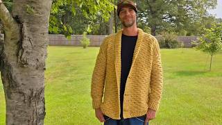 Crochet Shawl Collar Cardigan For Man Or Woman  Easier Than It Looks [upl. by Salahcin]