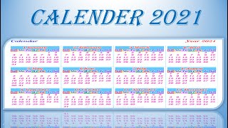 Calendar 2021 with holidays  Calendar animations in Powerpoint  Presentation with Calender 2021 [upl. by Ahsirahc990]