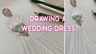 Figurino di ModaDisegnare un abito da sposa Chiara Ferragni [upl. by Ainorev]