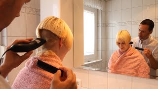 Kats Extreme Bob Haircut Nape Shave Clipper Cut Hair Transformation  Womens Undercut  full video [upl. by Summer]