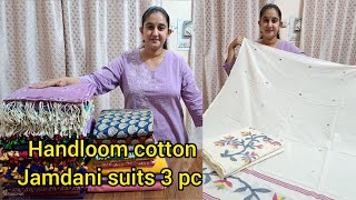 Handloom jamdani suits collection 🌹Pure maheshwari silk suits🌹 Cotton sarees🌹jamdani dress material [upl. by Htebazileyram]