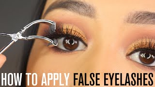 HOW TO APPLY FALSE EYELASHES  BEGINNERS GUIDE [upl. by Guerra]