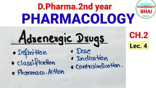 Adrenergic Drugs Ch2  Pharmacology  DPharma 2nd adrenergicdrugs pharmacology pharmacybhai [upl. by Iddo]