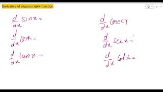 Derivative of trigonometric functions [upl. by Ingraham963]