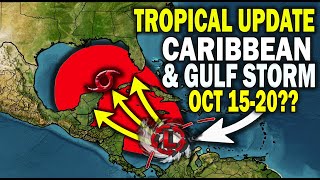 Tropical Update Caribbean amp Gulf Storm Potential Oct 1520 Tropical Wave to Become Next Storm [upl. by Webb]