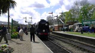 34059 Sir Archibald Sinclair Arrives at Horsted Keynes  Bluebell Railway [upl. by Elmo]