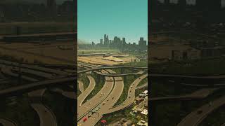 Busy highway view cities skylines downtown citiesskylinesdowntown airport gaming citiesskylines [upl. by Atteras]