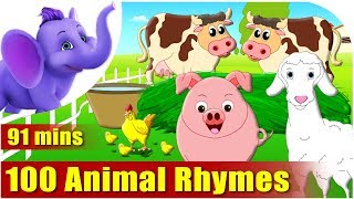 Top 100 Animal Rhymes in English [upl. by Yalahs69]