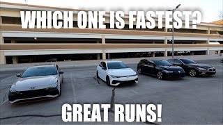 MK8 GTI DSG vs Elantra N DCT vs Golf R vs Infiniti Q50 Race STOCK [upl. by Tavi]