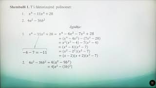 8 02 061  Java 16  Matematikë  faktorizimi i polinomit në varësi të numrit të termave [upl. by Floeter]