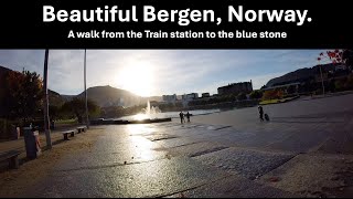 Beautiful Bergen Norway A little walk from theTrain station to the blue stone [upl. by Medora]