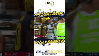 Kalel Mullings HUGE 63 yard fun Michigan vs USC [upl. by Ahsaekal]