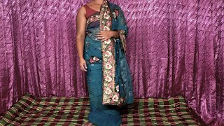 Blue Print Saree Wearing Perfectly at Home  My Saree Wearing Style  By Saree Expression [upl. by Knowle659]