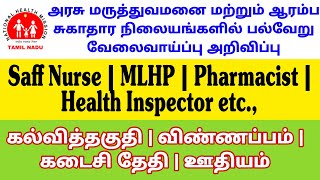 Staff Nurses job vacancy  DHS recruitment 2024 MLHP Jobs  Health inspector vacancy [upl. by Trilbie]