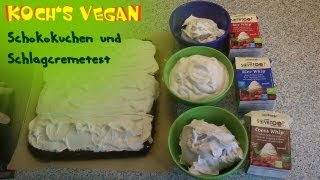 Schokokuchen und SchlagcremeTest  Kuchen backen  Selber machen  vegane Rezepte von Kochs vegan [upl. by Queen]