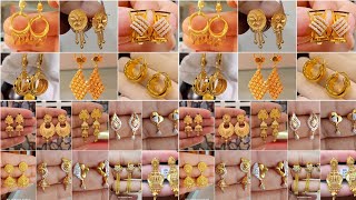 300 Gold Earrings designs New model With Weight 2024 goldearrings goldjhumki lightweight [upl. by Pirali]