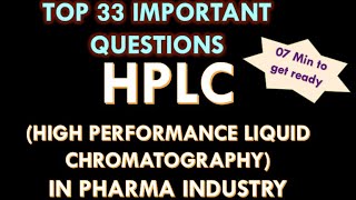 HPLC in Pharmaceutical industry High performance liquid chromatography Interview Question amp answers [upl. by Hoeve]