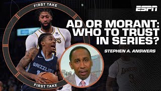 Stephen A trusts Ja Morant more than AD in the Lakers vs Grizzlies series 👀  First Take [upl. by Tisdale649]