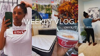 WEEKLY VLOG Hobby Lobby Home Decor Finds  Assembling My New Wayfair Bed  ChickfilA Breakfast [upl. by Ronyar]