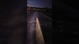 Little waterfall on Garonne river during night Toulouse France [upl. by Nylekoorb316]