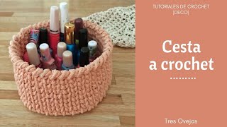 Cesta a crochet  Cómo tejer una cesta redonda a crochet paso a paso [upl. by Rentschler168]