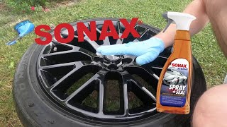 SONAX SPRAY amp SEAL on wheel test demo and review simple car detailing [upl. by Kaleb]