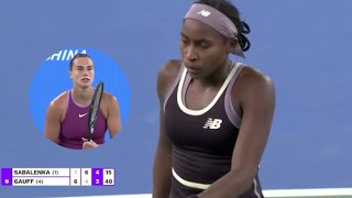 Coco Gauff despite 19 double faults on serve vs Aryna Sabalenka  Wuhan Semifinal [upl. by Caruso]