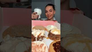 TASTING  RATING CRUMBL COOKIES IN 1 MINUTE  🤭💗🍪 crumblreview foodasmr cookiesandmilk [upl. by Aeila]