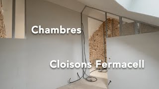 82  Les cloisons des chambres damis avancent  Fermacell et isolant biosourcé [upl. by Wedurn]