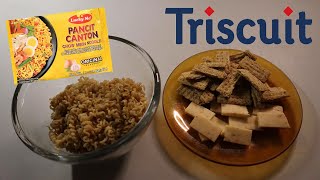 LUCKY ME PANCIT CANTON amp TRISCUIT CRACKED PEPPER amp OLIVE OIL WITH CHEESE ASMR MUKBANG [upl. by Atikam]